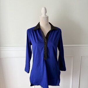 Truth Royal Blue Black Collared Long Sleeve Tunic M Excellent Condition